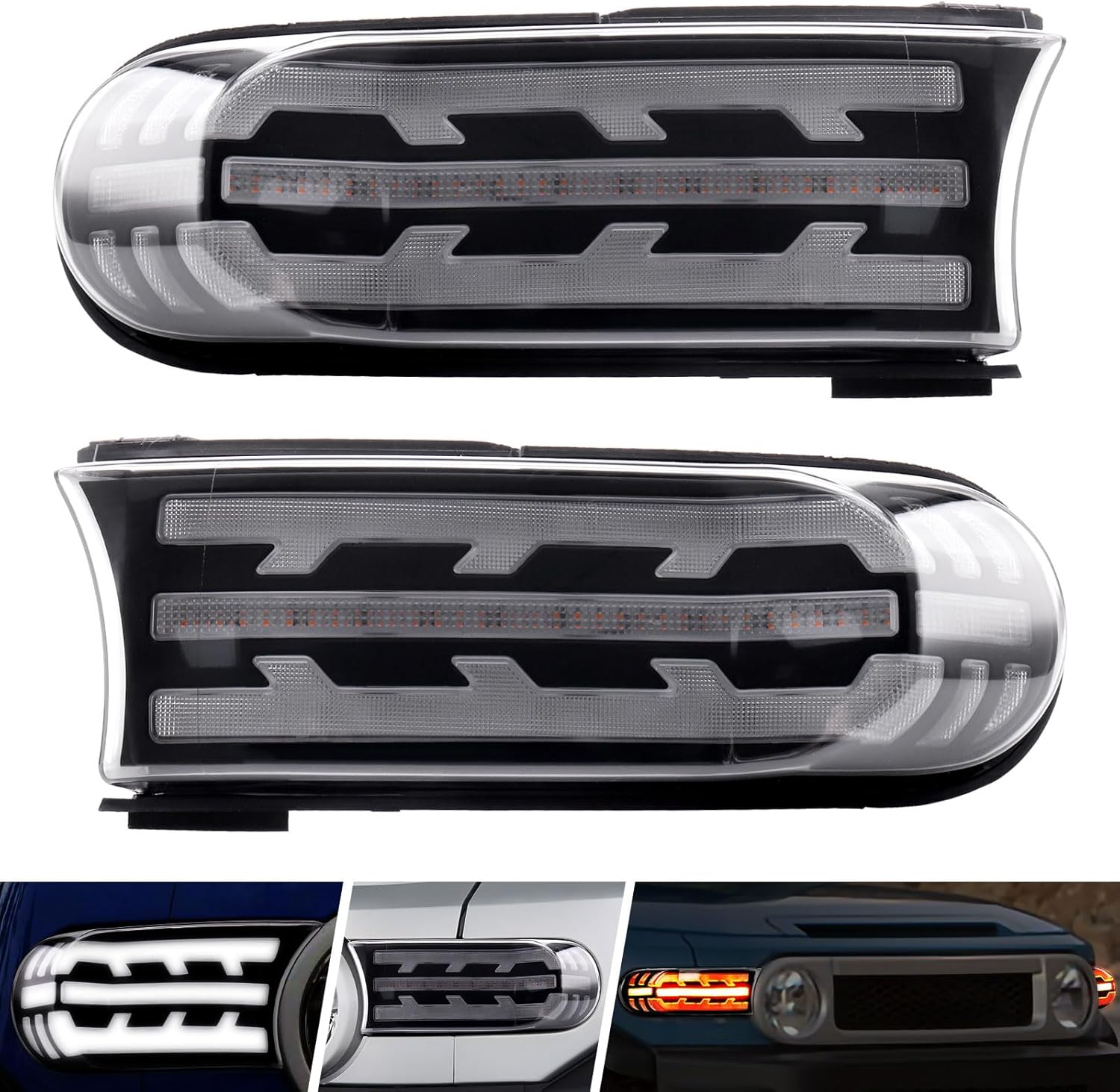 MotorFansClub Front LED DRL Lighting Turn Signal Lamp Fit for FJ Cruiser 2007 2008 2009-2018 2019 2020 2021 Daytime Running Light Front Bumper Light Left Right Side-0