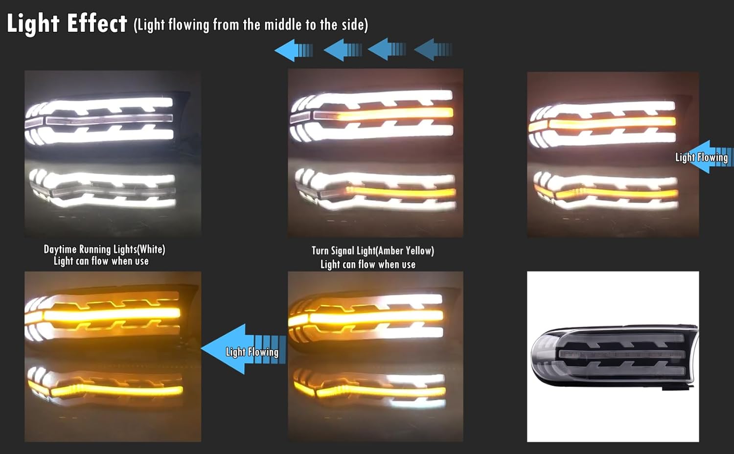 MotorFansClub Front LED DRL Lighting Turn Signal Lamp Fit for FJ Cruiser 2007 2008 2009-2018 2019 2020 2021 Daytime Running Light Front Bumper Light Left Right Side-3