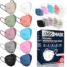 KN95 Face Masks for Adults, 50 Pack 10 Colors Disposable KN95 Masks, 5 Layer Breathable Individually Wrapped Face Masks with Designs, Filter Efficiency 95%