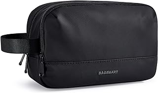 BAGSMART Travel Toiletry Bag for Men, Dopp Kit Water Resistant Shaving Bag for Toiletries Accessories, Black-Medium