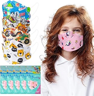 Feeke 50/10 PCS KF94 Face Mask for Children, Breathable Kids Face Mask,4-Ply Comfortable Disposable Mask for Boys Girls