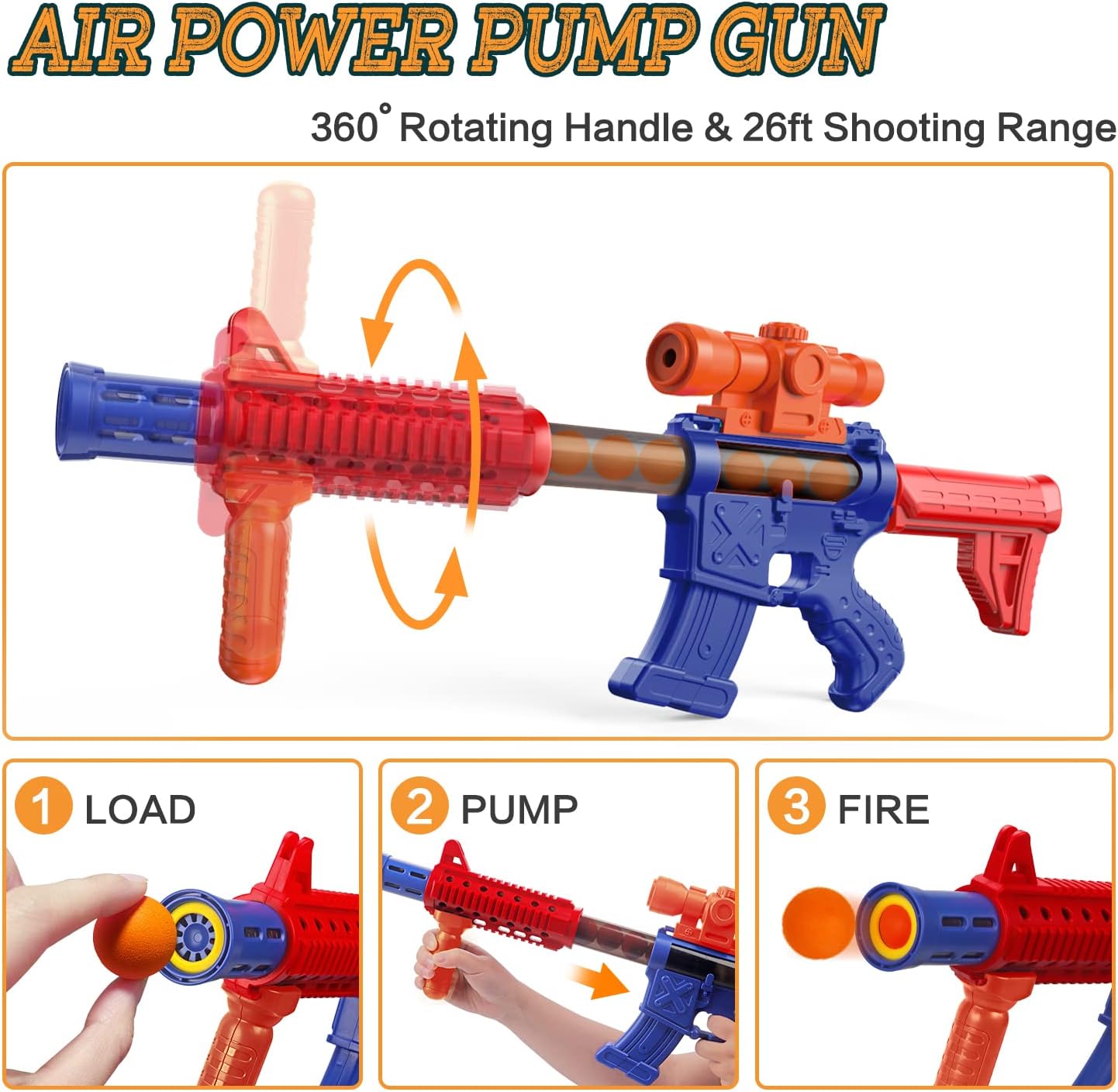 Shooting Games Toys for Age 5 6 7 8 9 10+ Year Old Boys, Kids Toy Sports & Outdoor Game with Moving Shooting Target & 2 Popper Air Toy Guns & 24 Foam Balls, Gifts for Boys and Girls-5