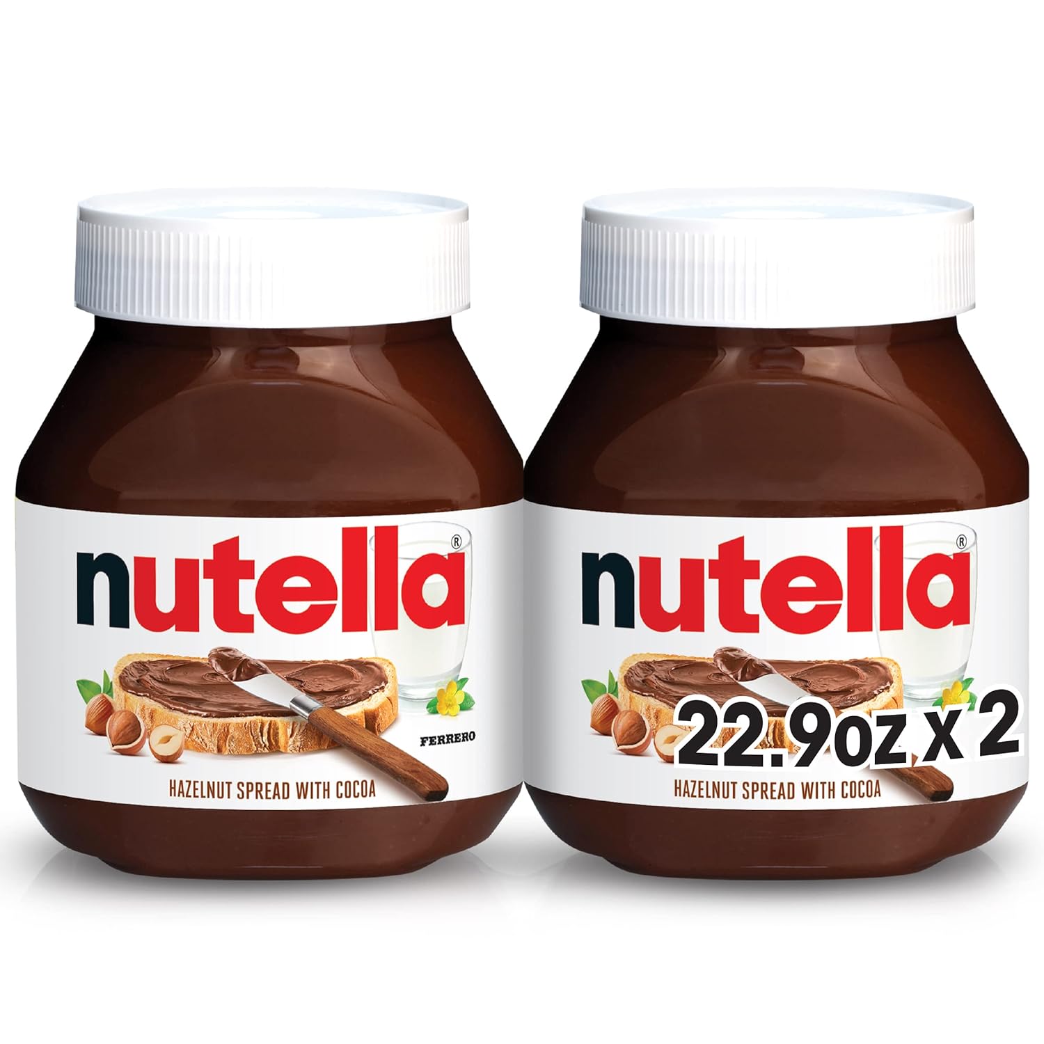 Nutella Hazelnut Spread With Cocoa For Breakfast, 2 Pack, 22.9 Oz Per Jar-0