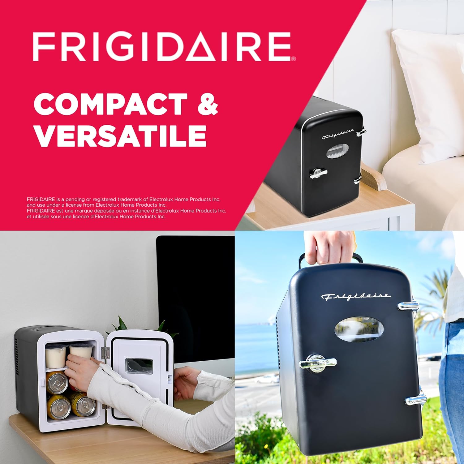 Frigidaire EFMIS175 Retro 9-Can Mini Personal Fridge Portable Cooler for Car, Office, Bedroom, Dorm Room, or Cabin, 11.8"D x 7.1"W x 10.1"H, Black-1