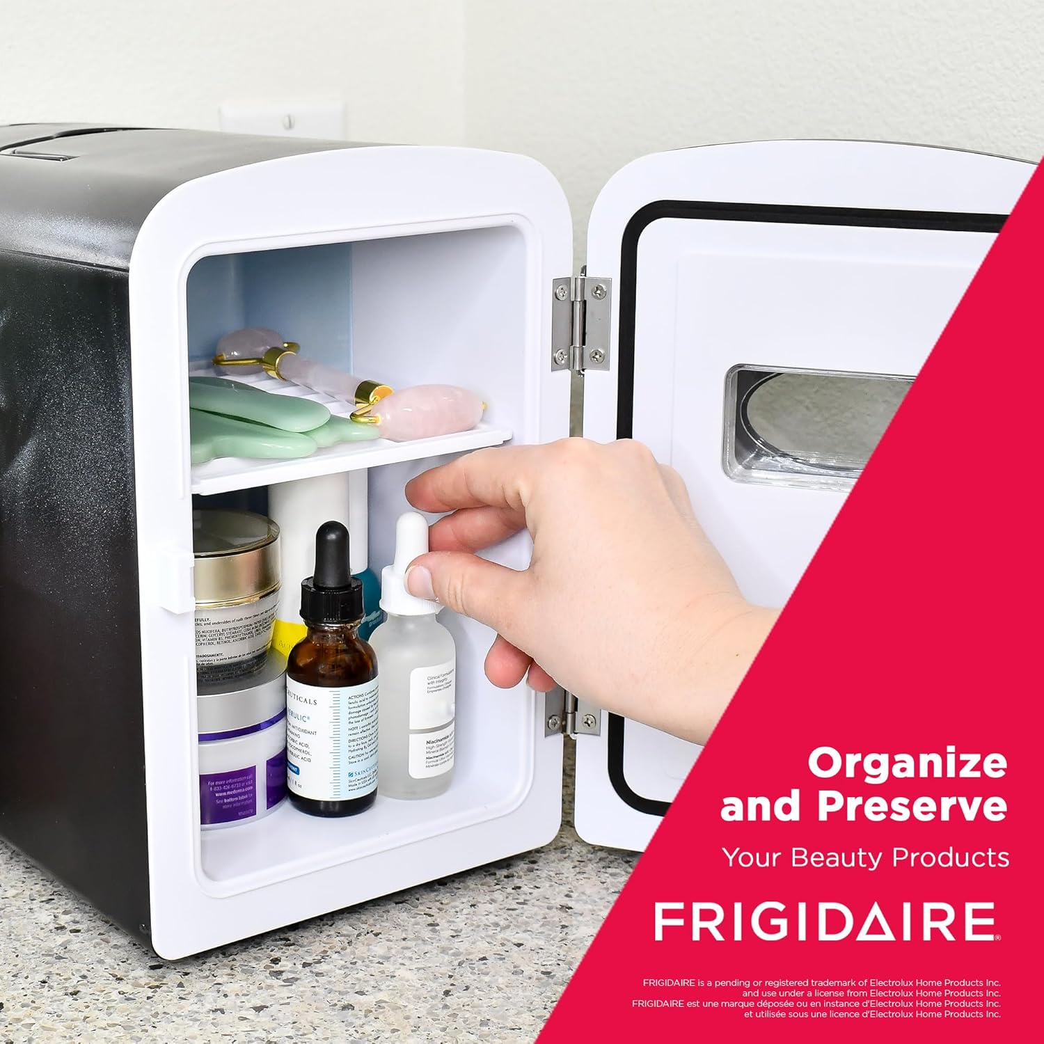 Frigidaire EFMIS175 Retro 9-Can Mini Personal Fridge Portable Cooler for Car, Office, Bedroom, Dorm Room, or Cabin, 11.8"D x 7.1"W x 10.1"H, Black-5