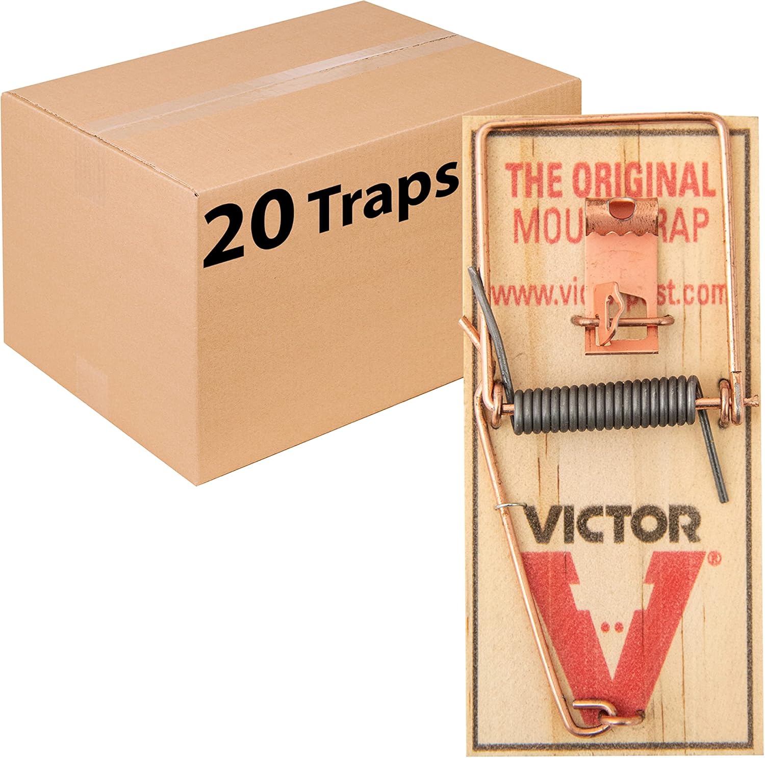 Victor M156-20 Metal Pedal Sustainably Sourced FSC Wood Snap Mouse Trap - 20 Traps (Pack of 1)-0