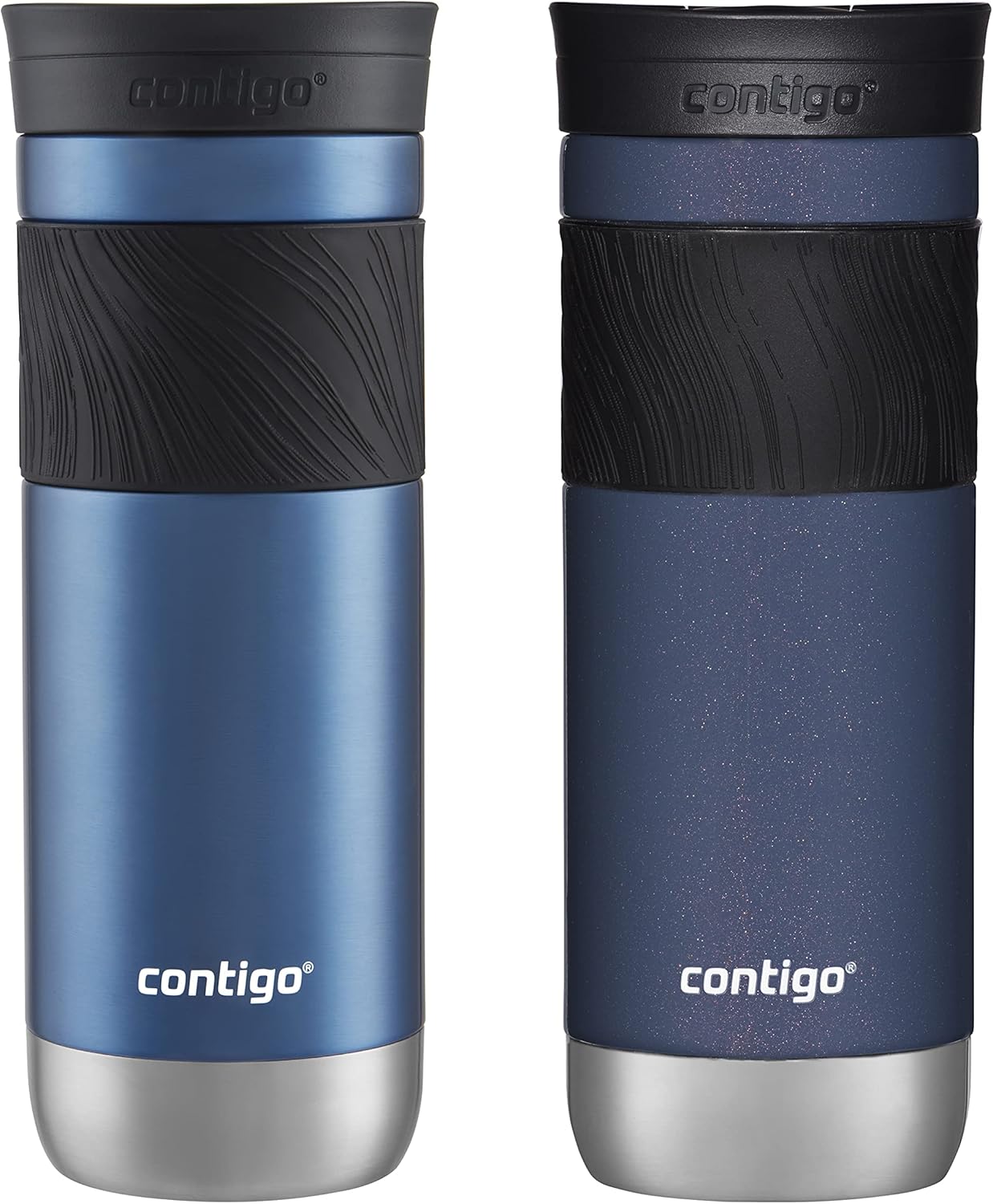 Contigo SNAPSEAL Insulated Stainless Steel Travel Mug with Grip, 20oz., Blue Corn Transparent Satin & Midnight Berry-0