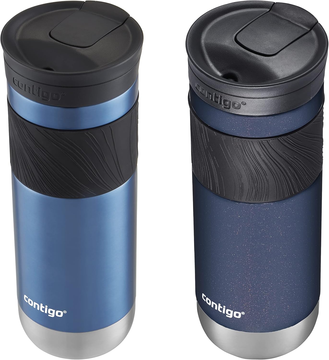 Contigo SNAPSEAL Insulated Stainless Steel Travel Mug with Grip, 20oz., Blue Corn Transparent Satin & Midnight Berry-1