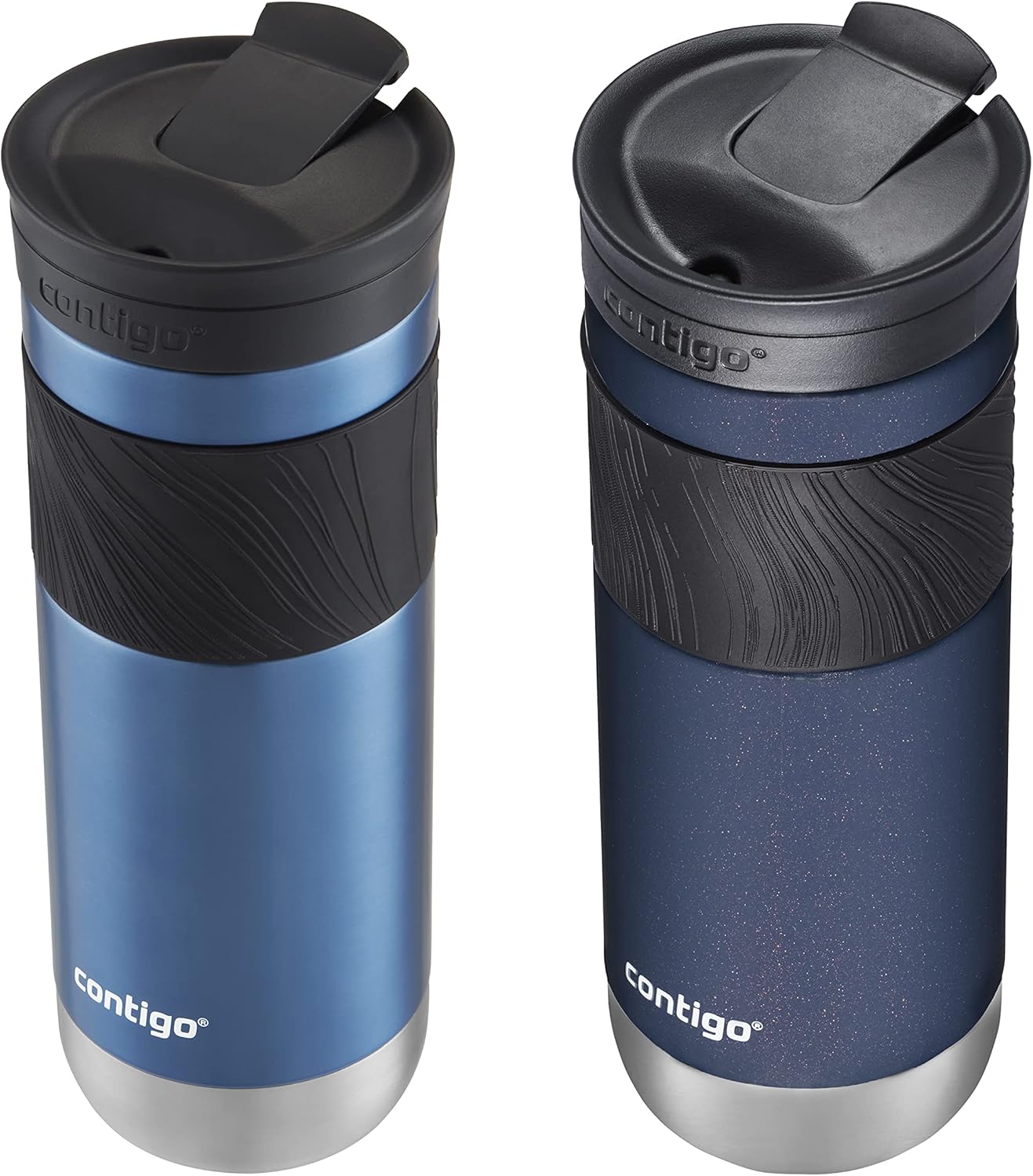 Contigo SNAPSEAL Insulated Stainless Steel Travel Mug with Grip, 20oz., Blue Corn Transparent Satin & Midnight Berry-2