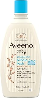 Aveeno Baby Sensitive Skin Bubble Bath with Oat Extract, Gently Cleanses and Leaves Skin Feeling Hydrated, Tear-Free Formula, Hypoallergenic, Paraben-, Phthalate-, Soap- & Dye-Free, 19.2 fl. Oz