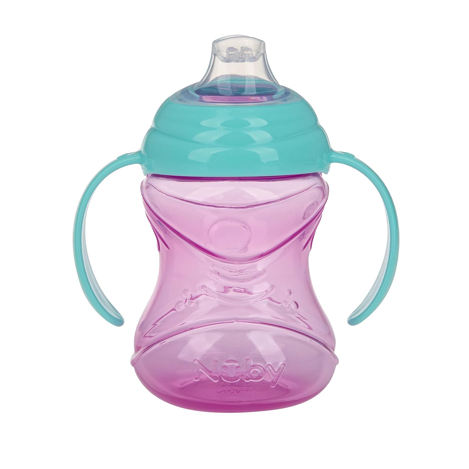 Nuby Clik-It Grip N' Sip Soft Spout No-Spill Training Sippy Cup with Handles - (3-Pack) 10 oz - 4+ Months - Aqua/Purple/Pink-6