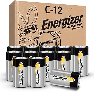 Energizer Alkaline Power C Batteries (12 Pack), Long-Lasting Alkaline C Cell Batteries