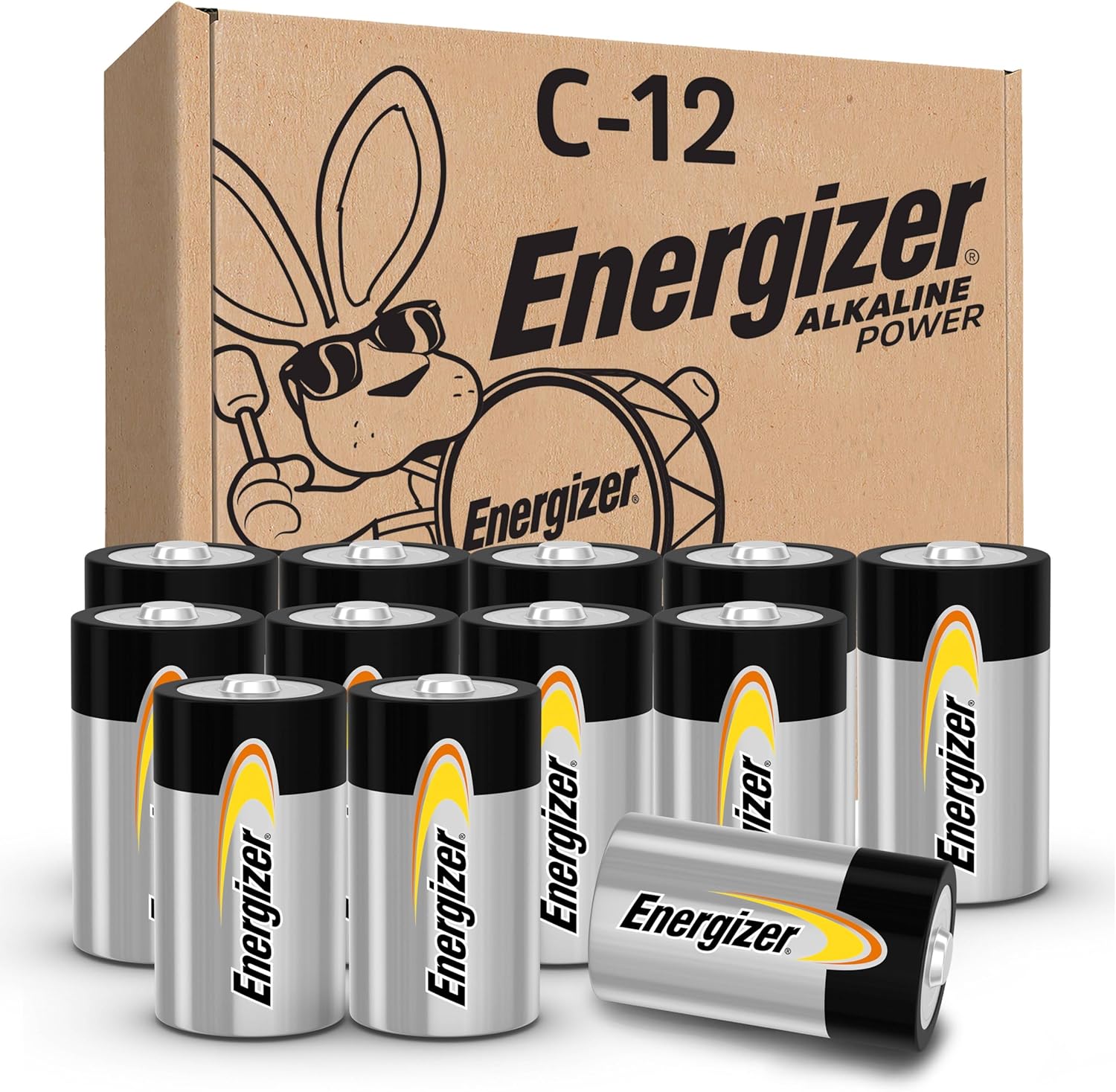 Energizer Alkaline Power C Batteries (12 Pack), Long-Lasting Alkaline C Cell Batteries-0