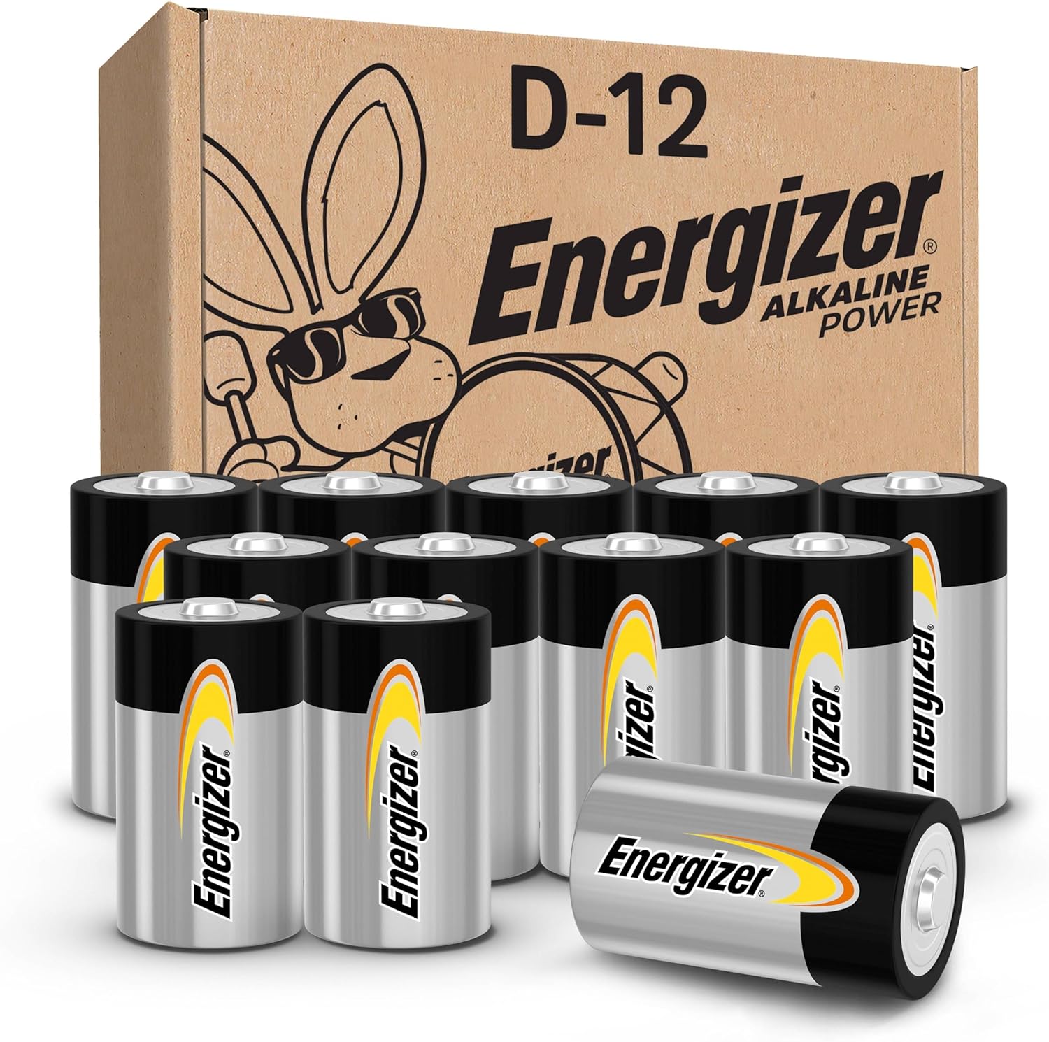 Energizer Alkaline Power D Batteries 12 Count (Pack of 1), Long-Lasting Alkaline Size D Batteries-0