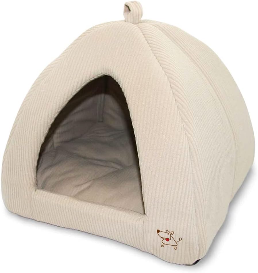 Pet Tent-Soft Bed for Dog and Cat by Best Pet Supplies - Beige Corduroy, 19" x 19" x H:19"-0