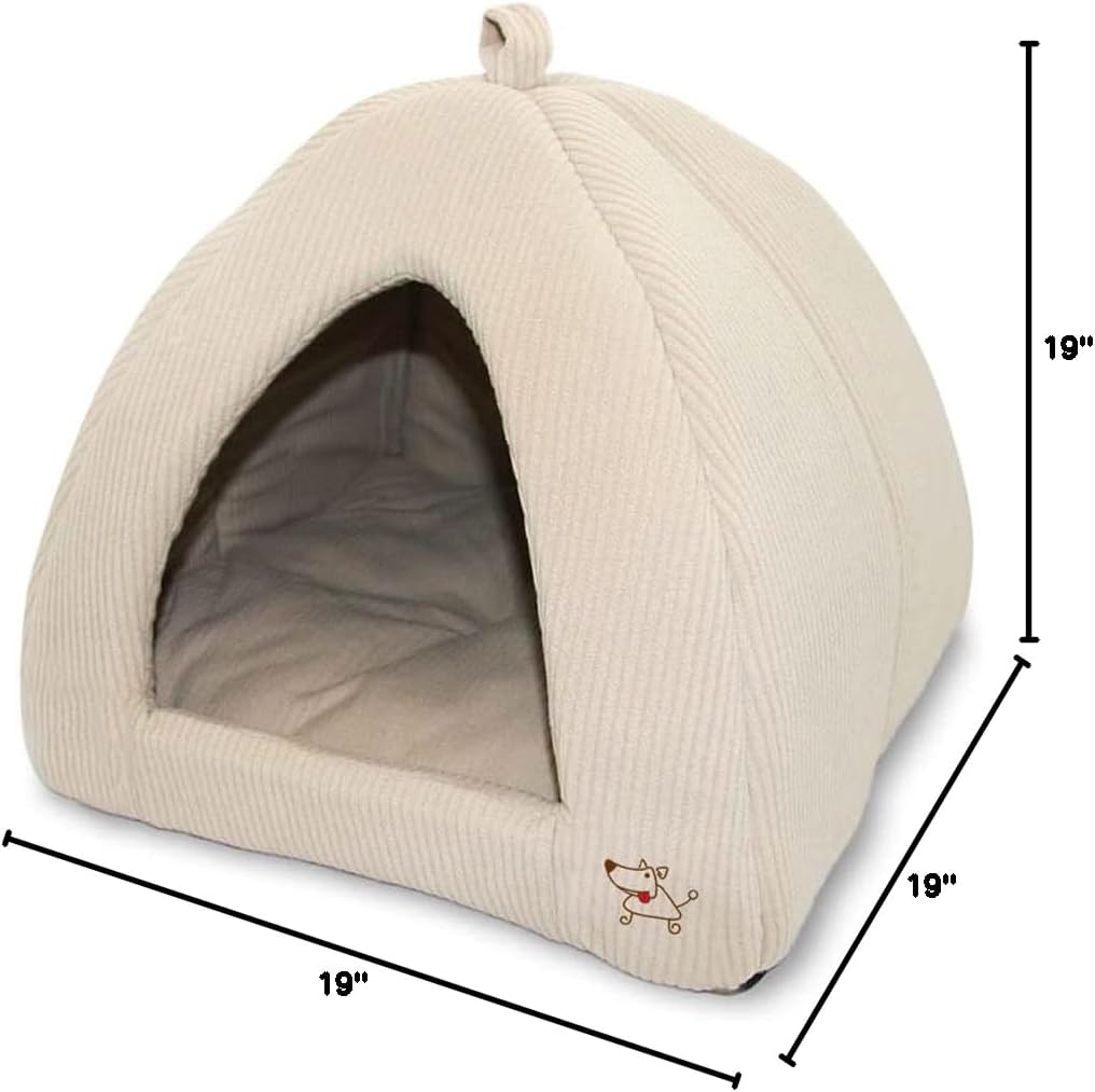 Pet Tent-Soft Bed for Dog and Cat by Best Pet Supplies - Beige Corduroy, 19" x 19" x H:19"-4