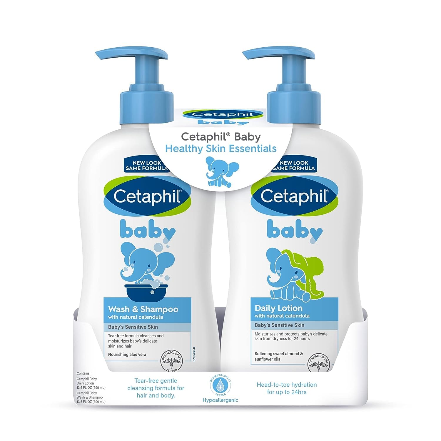 Cetaphil Baby Wash & Shampoo Plus Body Lotion, Healthy Skin Essentials, Head to Toe Hydration for up to 24 Hours, for Delicate, Sensitive Skin, 2-Pack,White-0