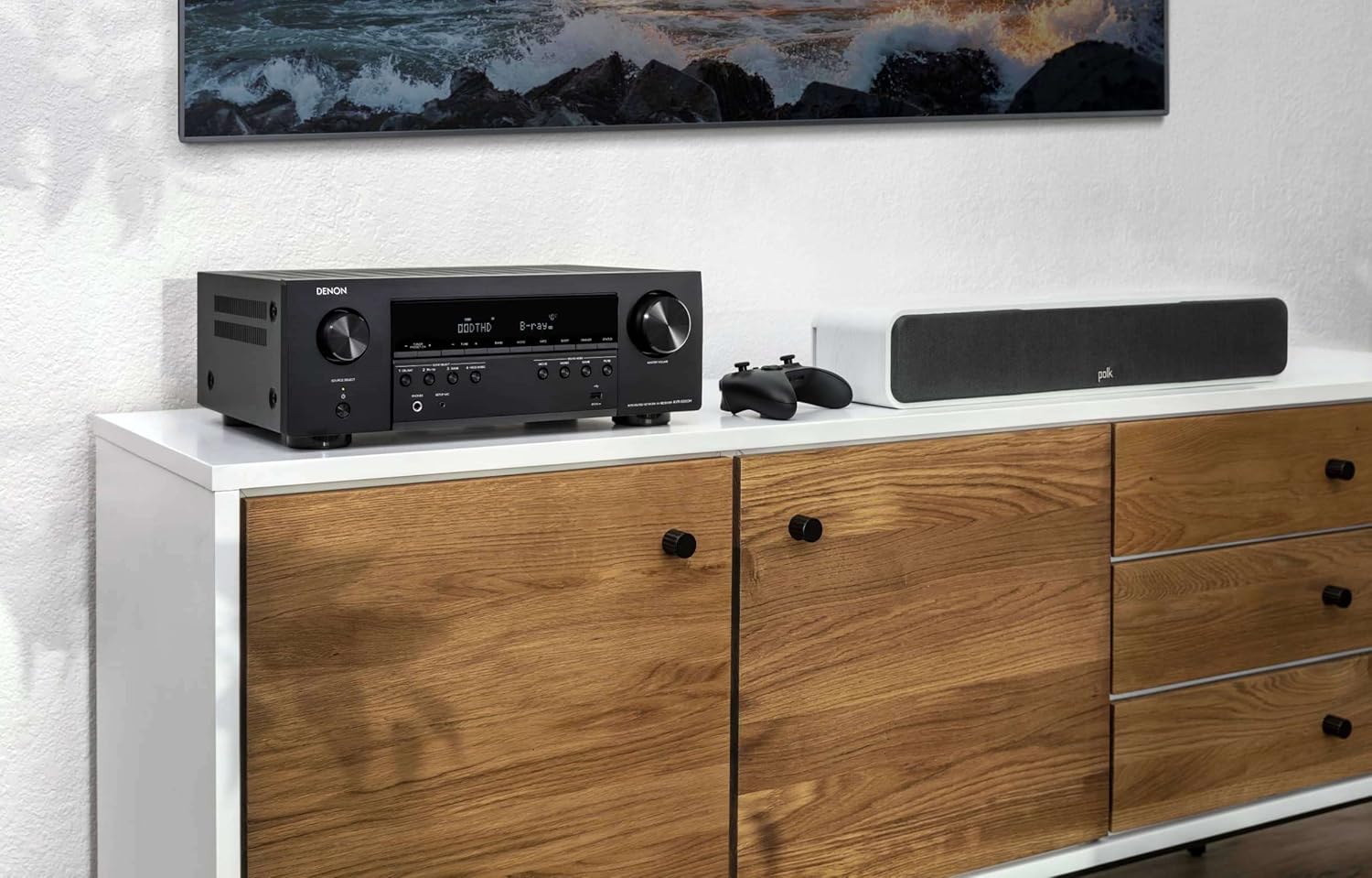 Denon AVR-S660H 5.2 Ch AVR - 75 W/Ch, Advanced 8K Upscaling, 3D Audio - Dolby TrueHD, DTS:HD Master & More, Wireless, Built-in HEOS, Alexa, Receiver-1