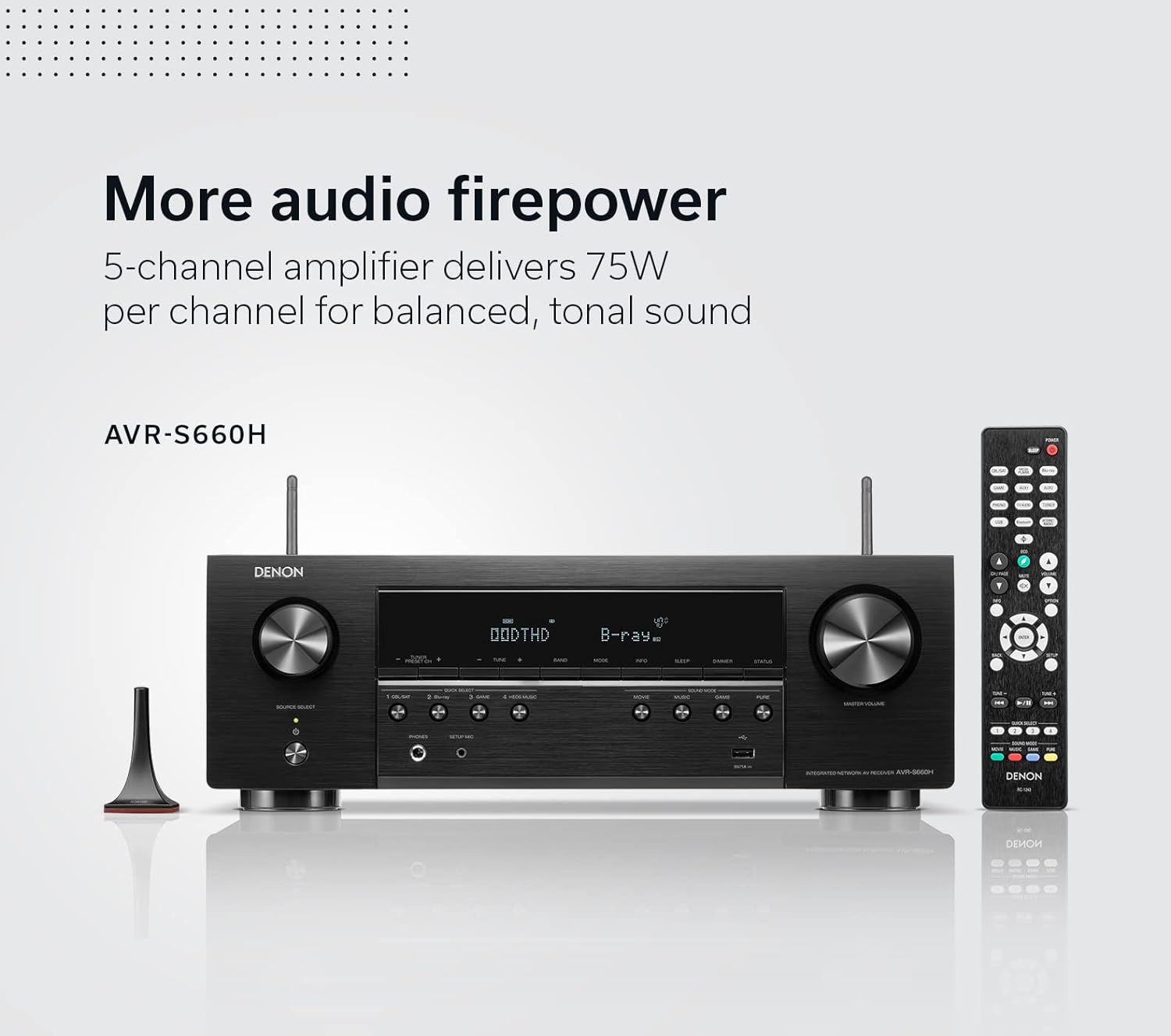 Denon AVR-S660H 5.2 Ch AVR - 75 W/Ch, Advanced 8K Upscaling, 3D Audio - Dolby TrueHD, DTS:HD Master & More, Wireless, Built-in HEOS, Alexa, Receiver-2