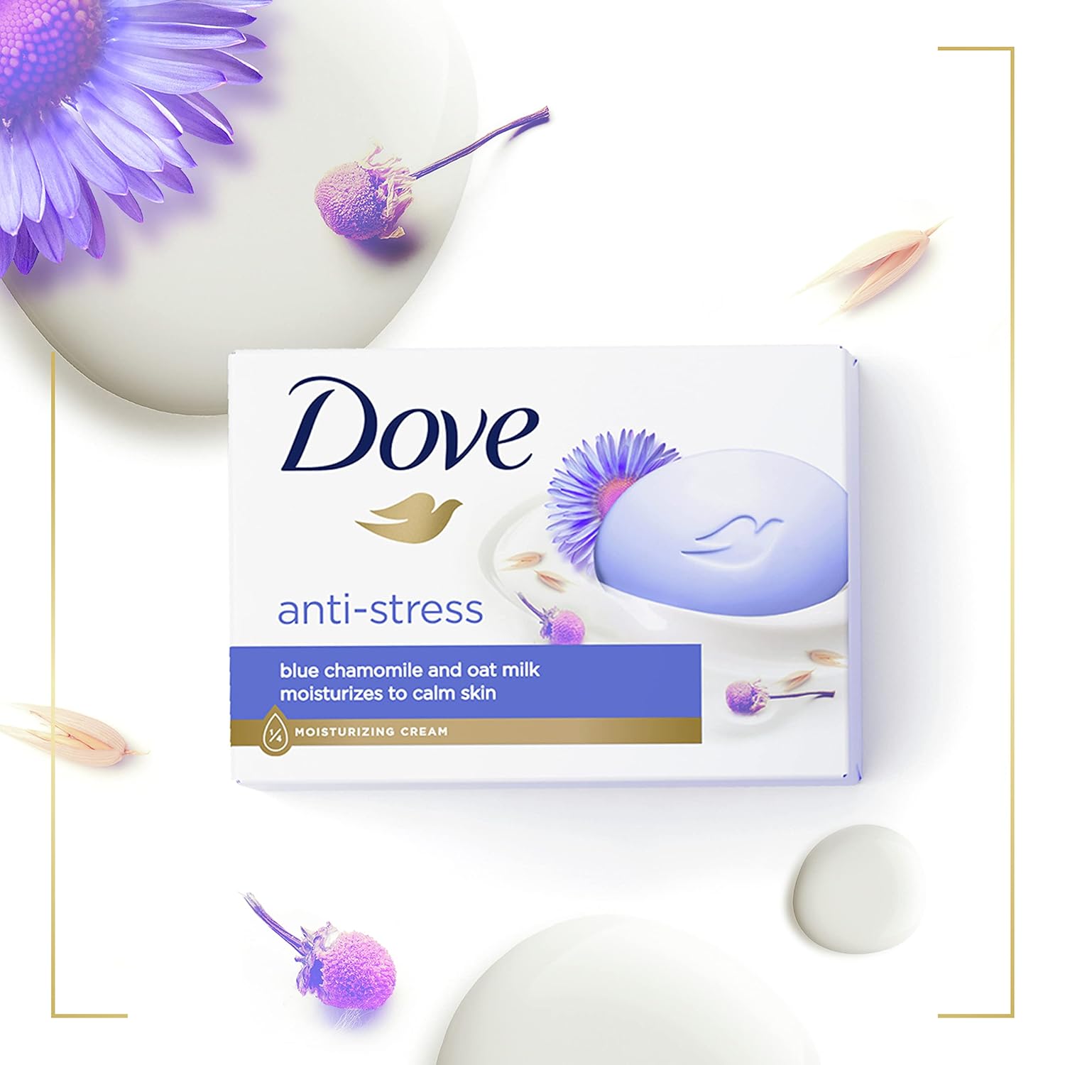 Dove Beauty Bar Gentle Cleanser Moisturizes To Calm Skin Anti-Stress Cream Bar Gentle Bar Soap Cleanser Made With 1/4 Moisturizing Cream 3.75 oz 14 Count-9