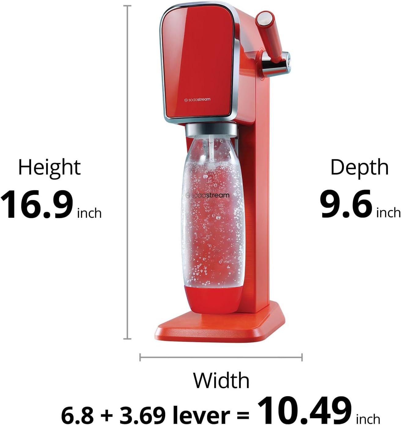 SodaStream Art Sparkling Water Maker Bundle (Mandarin Red), with CO2, DWS Bottles, and Bubly Drops Flavors-10