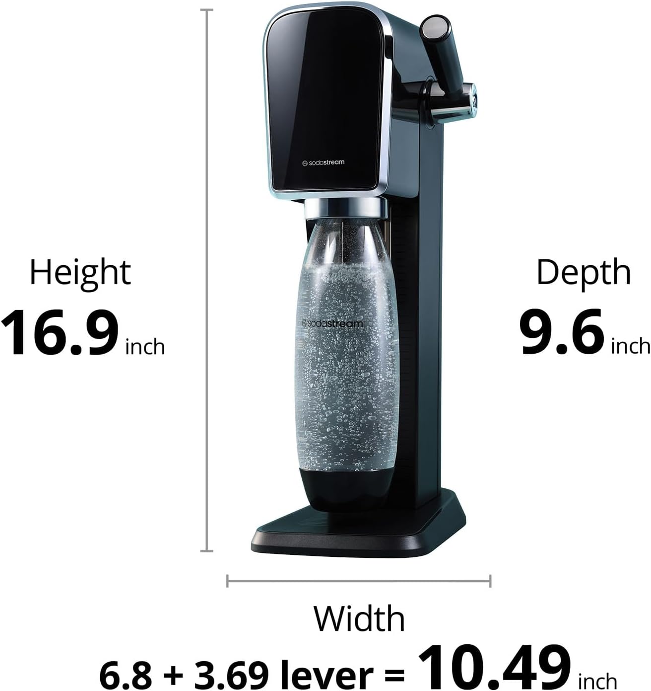 SodaStream Art Sparkling Water Maker Bundle (Black), with CO2, DWS Bottles, and Bubly Drops Flavors-10