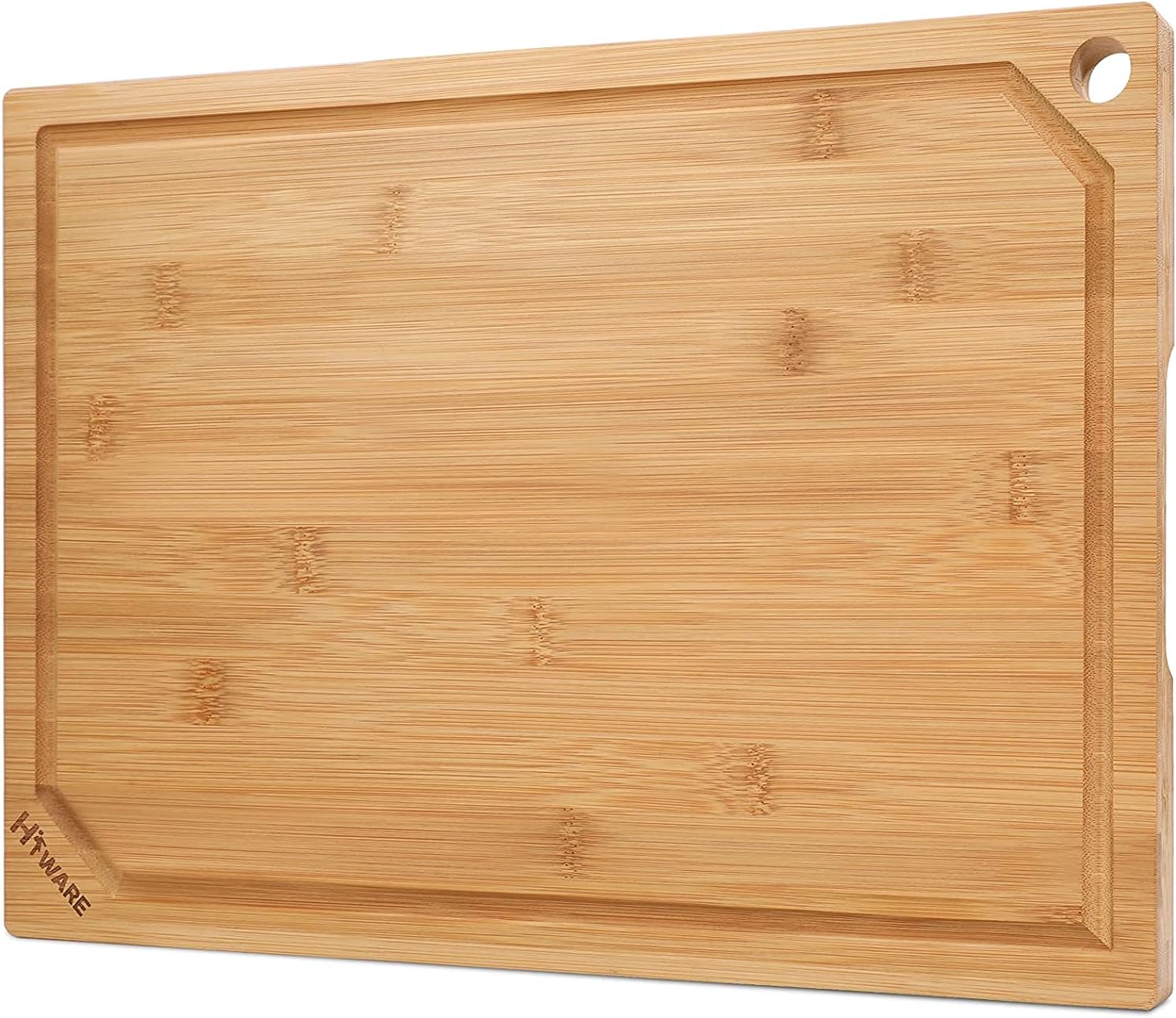 Hiware Bamboo Cutting Board for Kitchen, Heavy Duty Wood Cutting Board with Juice Groove, 100% Organic Bamboo, Pre Oiled, 15" x 10"-0