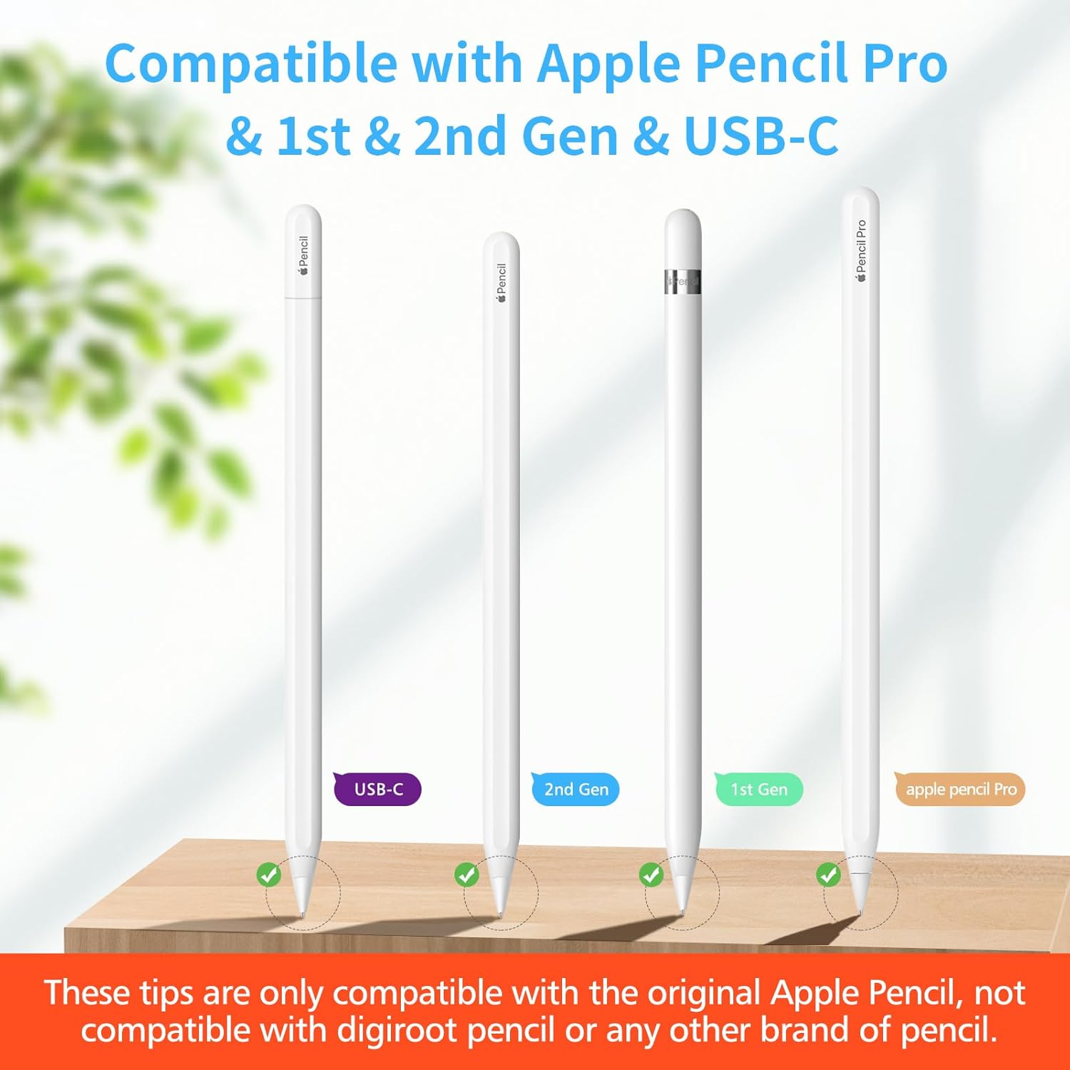 Digiroot Upgraded Replacement Tip for Apple Pencil Pro/1st/2nd Gen/USB-C&Logitech Crayon, 0.72mm No Wear Out Fine Point Precise Control Pen Like Nibs for iPad Pro/Air/Mini Pencil-2 Pack-1