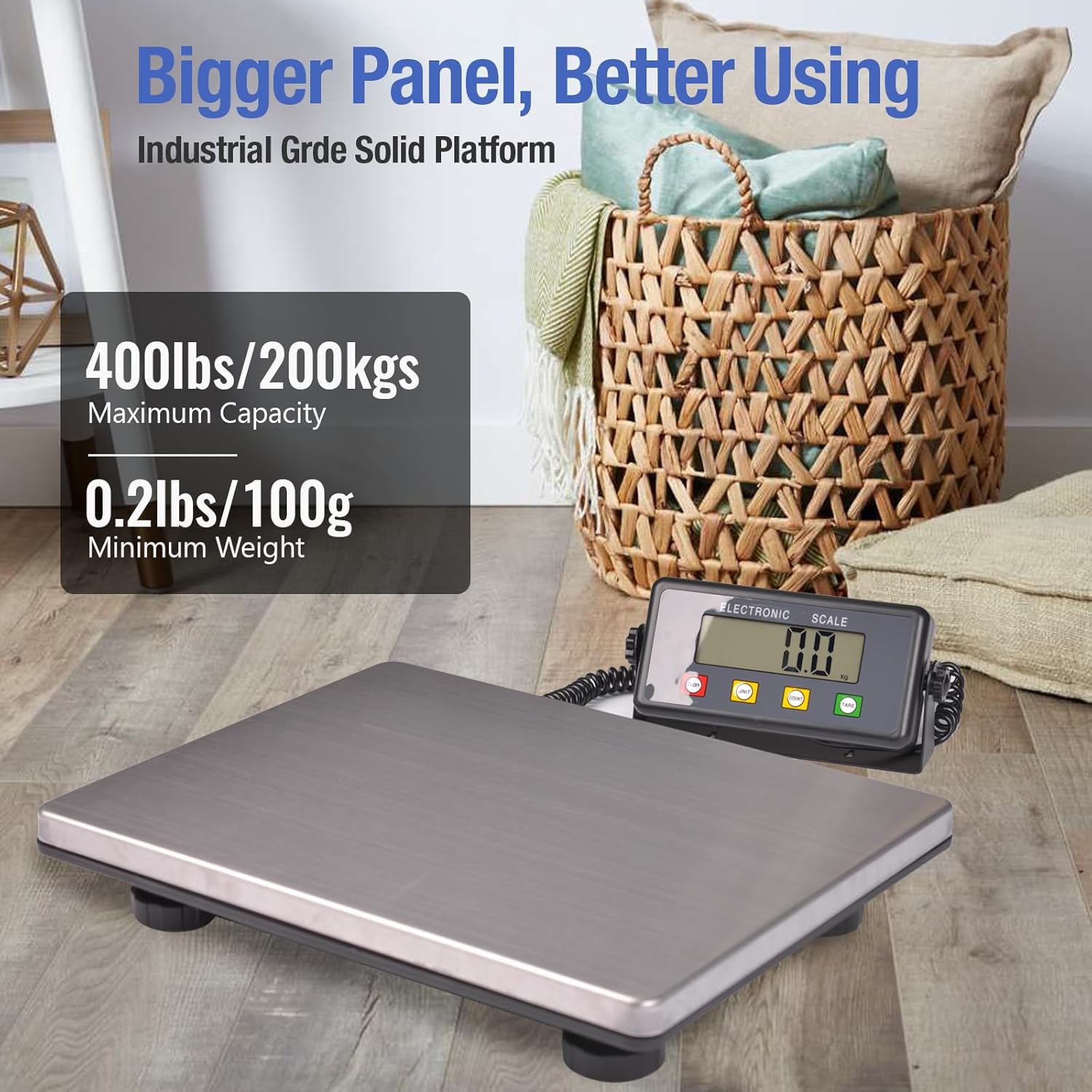 Large Platform Heavy Duty Shipping Scale(15.3”x11.8”), 440lbs High Accurate Digital Scale for Packages with Hold/Tare/Timer Function, Industrial Scale&Postal Scale for Weighing/Luggage/Package/Mailing-1