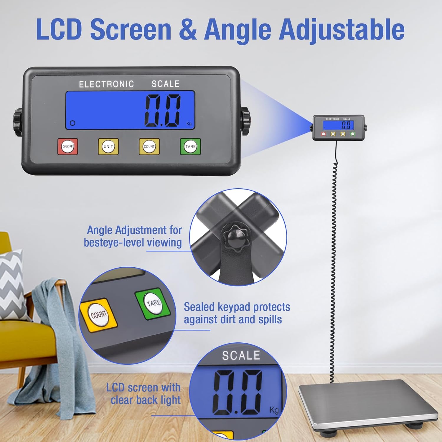 Large Platform Heavy Duty Shipping Scale(15.3”x11.8”), 440lbs High Accurate Digital Scale for Packages with Hold/Tare/Timer Function, Industrial Scale&Postal Scale for Weighing/Luggage/Package/Mailing-2