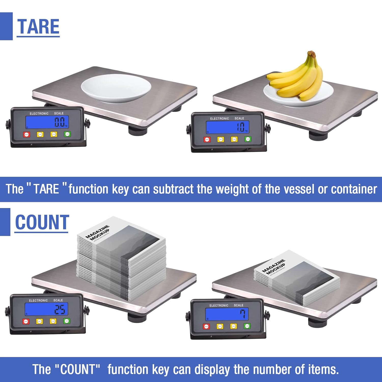 Large Platform Heavy Duty Shipping Scale(15.3”x11.8”), 440lbs High Accurate Digital Scale for Packages with Hold/Tare/Timer Function, Industrial Scale&Postal Scale for Weighing/Luggage/Package/Mailing-5