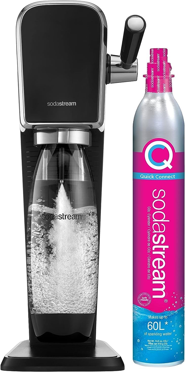 SodaStream Art Sparkling Water Maker (Black) with CO2 and DWS Bottle-0