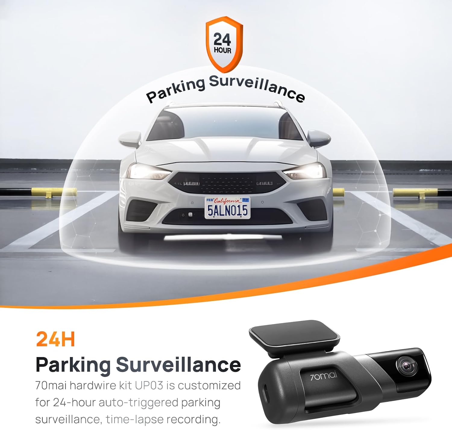 70mai True 2.7K 1944P Dash Cam M500, eMMC Built-in 128GB Storage, Powerful Night Vision with HDR, 170° FOV, 24H Parking Surveillance, Time-Lapse Recording, Built in GPS, ADAS, iOS/Android App Control-4