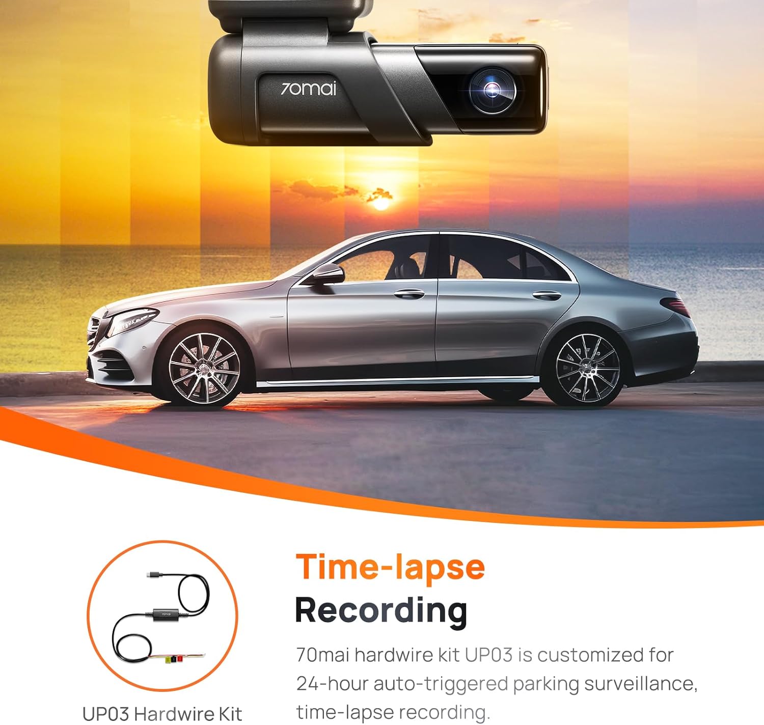 70mai True 2.7K 1944P Dash Cam M500, eMMC Built-in 128GB Storage, Powerful Night Vision with HDR, 170° FOV, 24H Parking Surveillance, Time-Lapse Recording, Built in GPS, ADAS, iOS/Android App Control-5