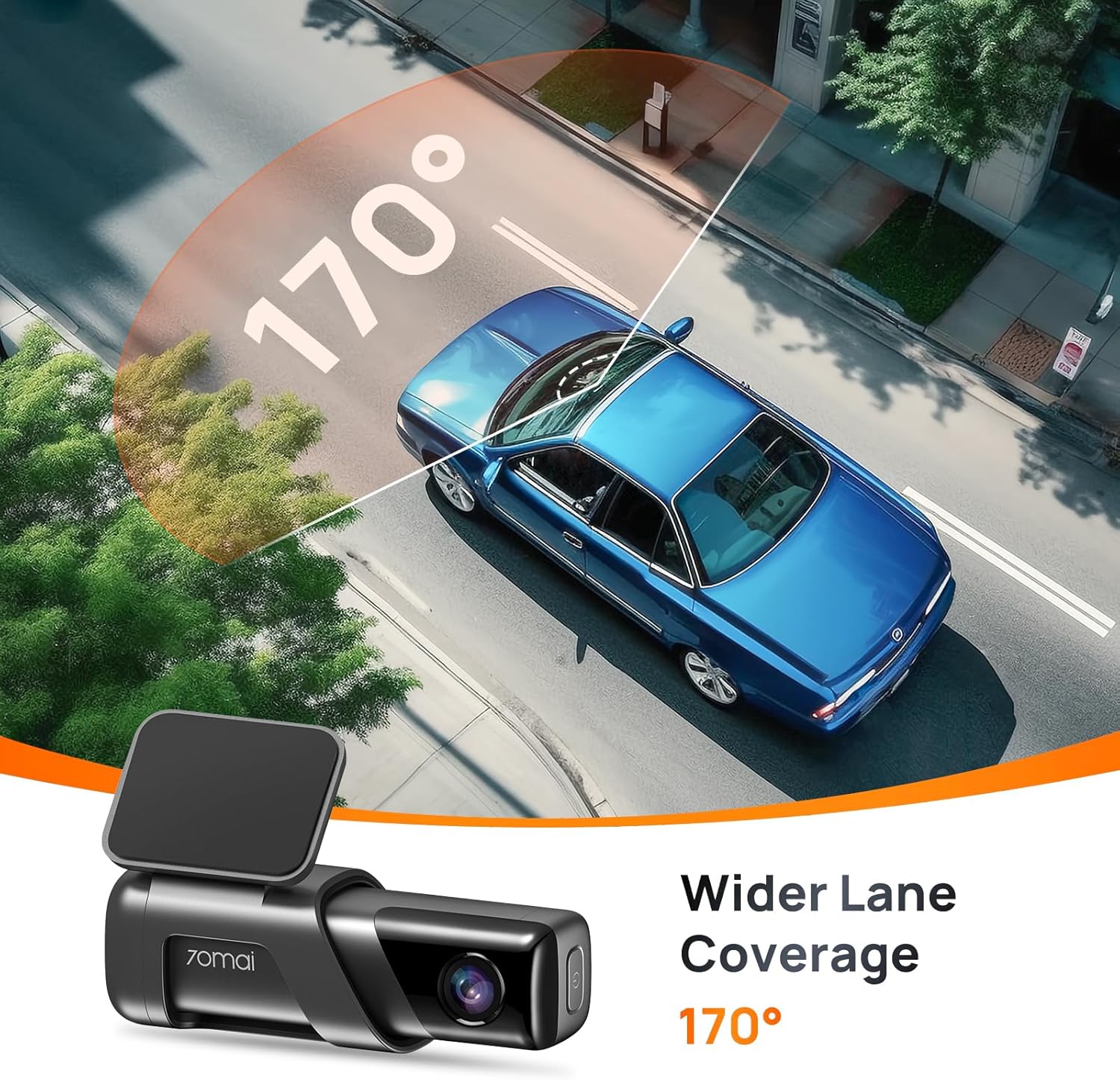 70mai True 2.7K 1944P Dash Cam M500, eMMC Built-in 128GB Storage, Powerful Night Vision with HDR, 170° FOV, 24H Parking Surveillance, Time-Lapse Recording, Built in GPS, ADAS, iOS/Android App Control-7