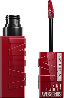 Maybelline Super Stay Vinyl Ink Longwear No-Budge Liquid Lipcolor Makeup, Highly Pigmented Color and Instant Shine, Lippy, Cranberry Red Lipstick, 0.14 fl oz, 1 Count