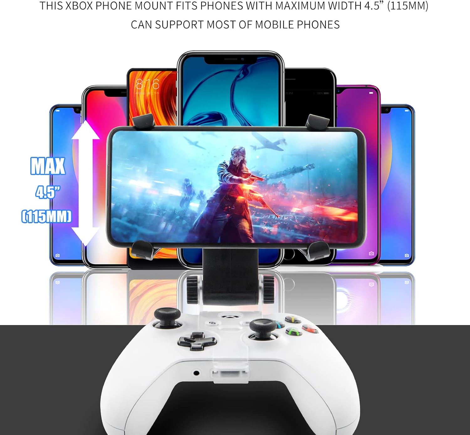 ECHZOVE Xbox Series X Controller Phone Clip, Xbox One Controller Mobile Phone Mount Adjustable Phone Holder Clamp for Xbox Series S/X, Xbox One S/X, Xbox One Controllers-5