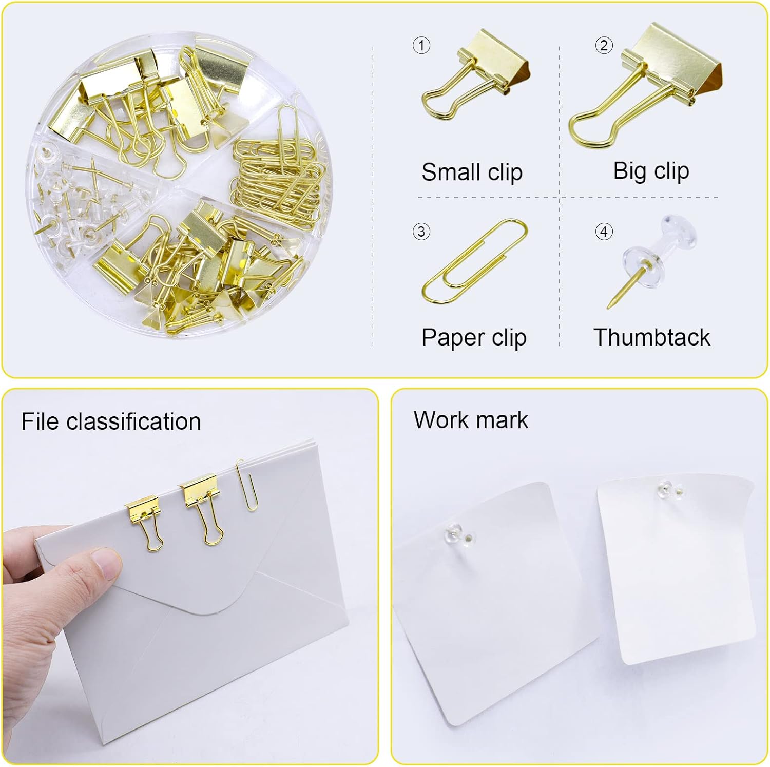 BOMEI PACK Desk Accessory Kit, Stapler and Staple Remover with 1000 Staples, Tape Dispenser with 1Rolls Transparent Tape, 1 Pen and Pencil Holder, Binder Clips, Paper Clips-5