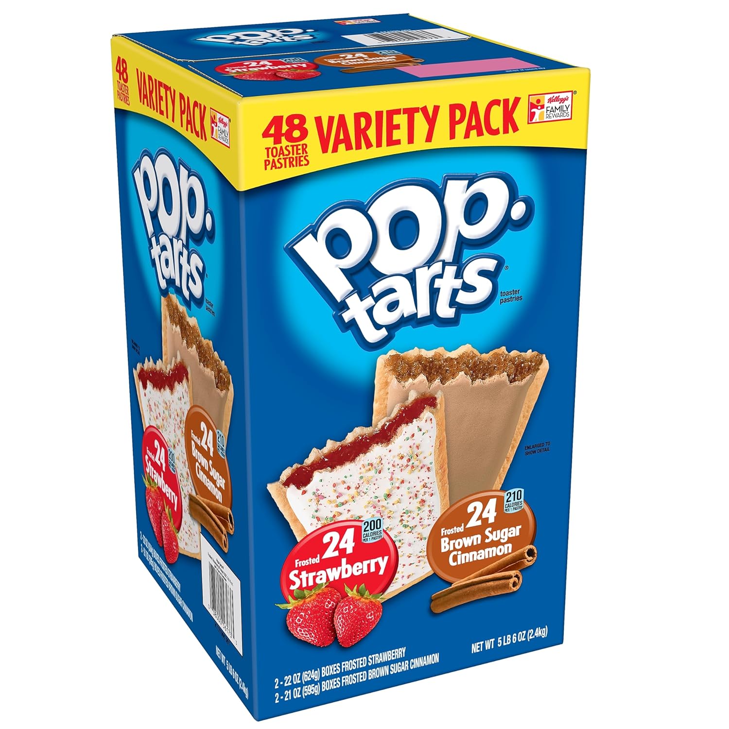 Kellogg's Pop Tarts Bars, Strawberry & Brown Sugar Cinnamon, 48/Carton (220-00456)-0