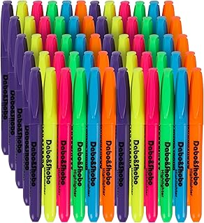 Dabo&Shobo Highlighters, 60 Bulk Pack Highlighter, Assorted Colors, Chisel Tip, Quick Drying For Highlighting