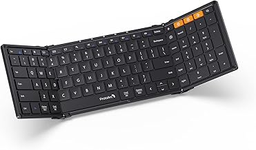 ProtoArc Foldable Bluetooth Keyboard, XK01 Folding Wireless Portable Keyboard with Numeric Keypad, Full-Size Travel Keyboard for iPad Tablet Smartphone Laptop PC Windows iOS Android, Black