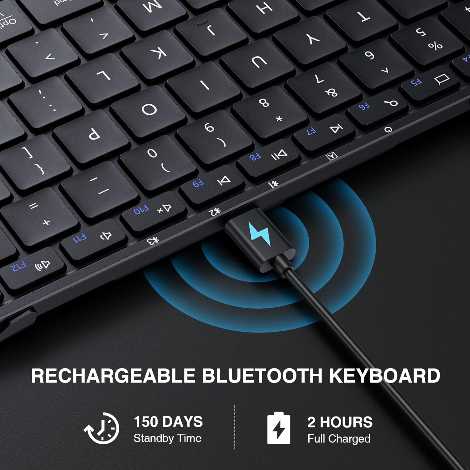 ProtoArc Foldable Bluetooth Keyboard, XK01 Folding Wireless Portable Keyboard with Numeric Keypad, Full-Size Travel Keyboard for iPad Tablet Smartphone Laptop PC Windows iOS Android, Black-4