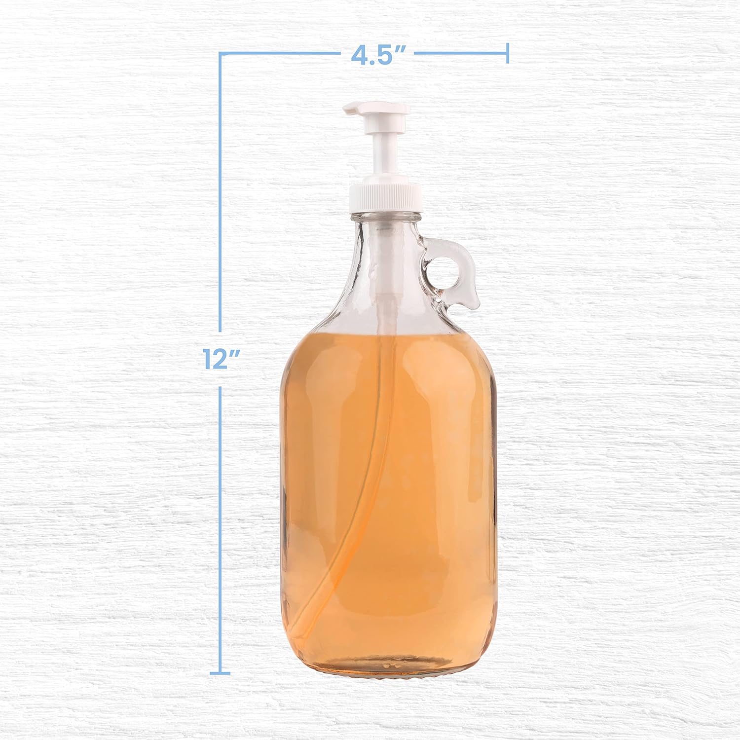 kitchentoolz Half Gallon Glass Pump Dispenser Bottle, Large Jug with Pump for Laundry Soap Dispenser, Liquid Detergent, Fabric Softener, Syrup Pump - 64 oz Capacity-1