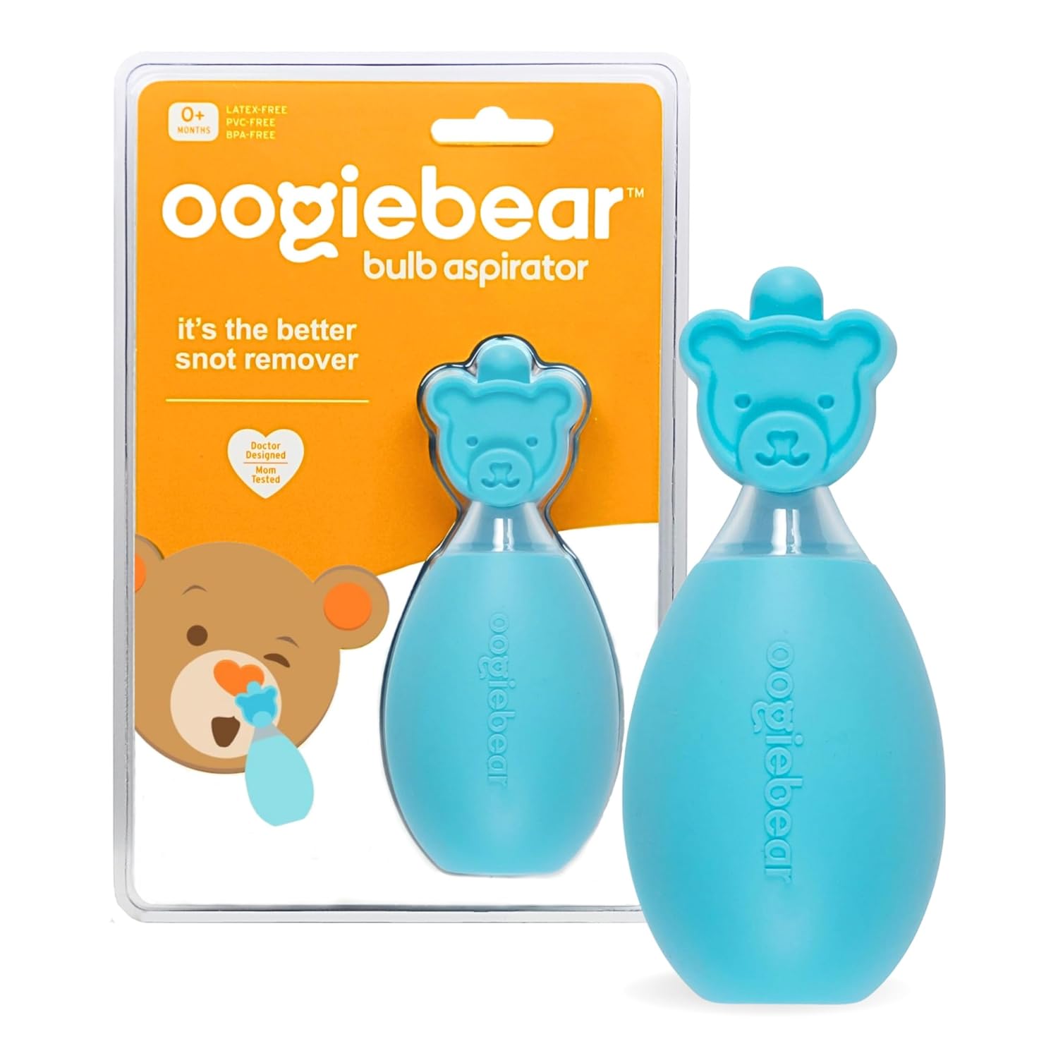 oogiebear: Baby Nasal Aspirator - Safe Booger & Earwax Remover for Newborns, Infants, Toddlers - Better Syringe, Airtight Suction, Nose Sucker - Essential Baby Stuff, Diaper Bag Must-Haves, Blue-0