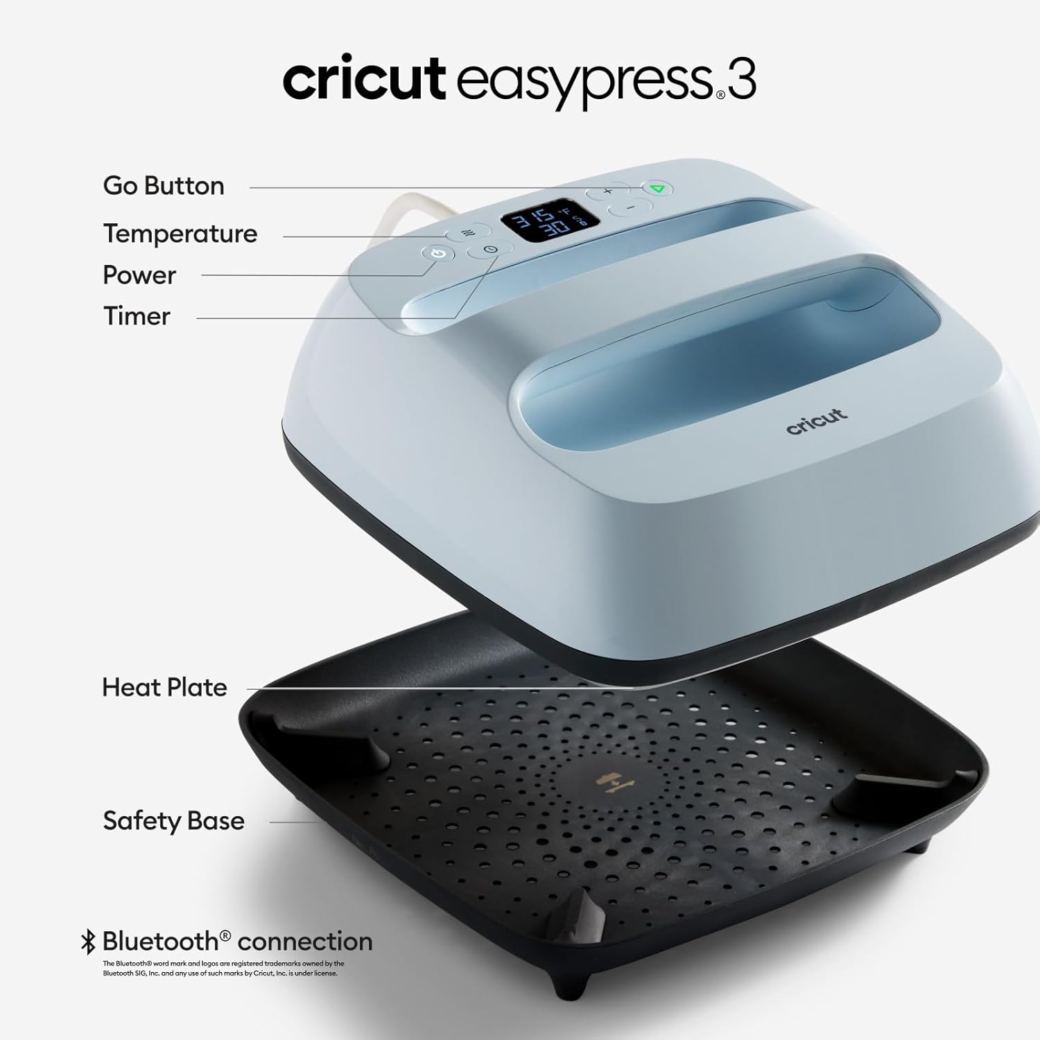 Cricut EasyPress 3 Smart Heat Press Machine with Built-In Bluetooth for T-shirts, Pillows, Tote Bags & More, Advanced Ceramic-Coated Heat Plate with Precise Temperature Control (9 in x 9 in)-1