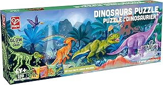 Hape Dinosaurs Puzzle 1.5 Meter Long | 200 Pieces Colorful Giant Glow-in-The-Dark Jigsaw for Children 6+ Years