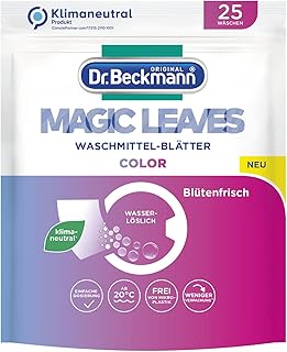 Dr. Beckmann Magic Leaves Colour Detergent Sheets, Pre-Dosed & Water-Soluble Wash Sheets, Space-Saving and Easy to Use (1)