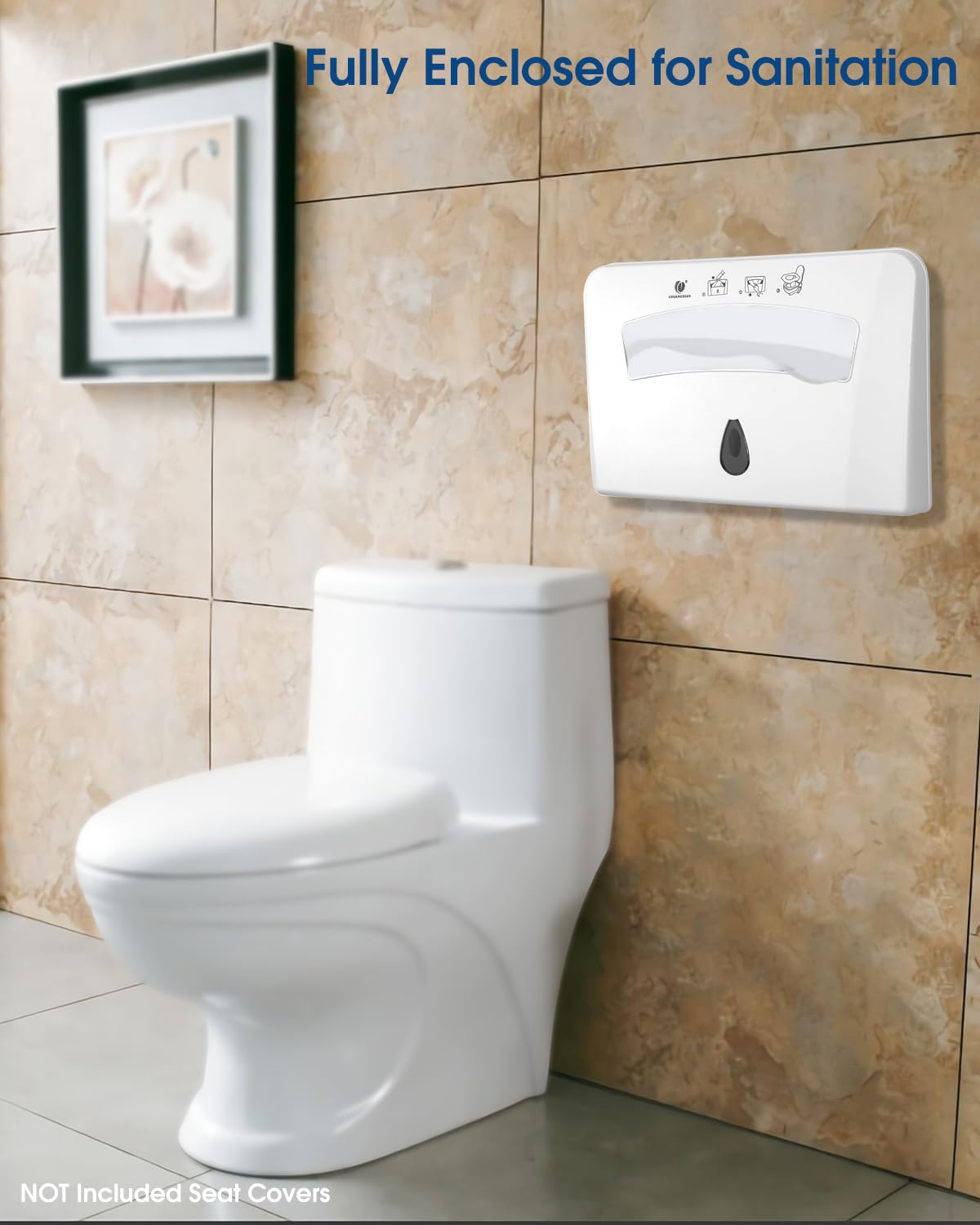 Toilet Seat Cover Dispenser, Wall Mounted Compatible with Half-fold, CHUANGDIAN, White-3