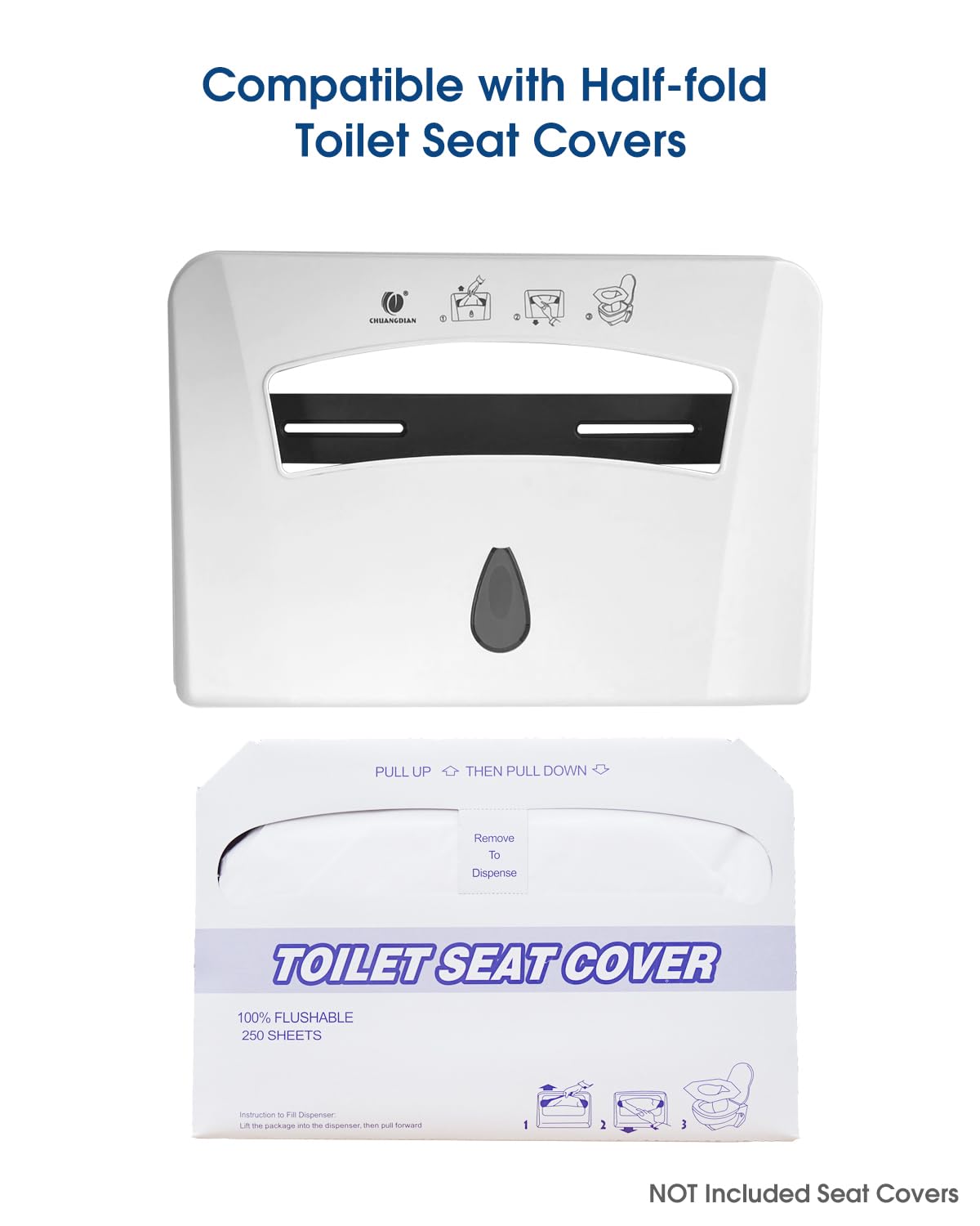 Toilet Seat Cover Dispenser, Wall Mounted Compatible with Half-fold, CHUANGDIAN, White-5