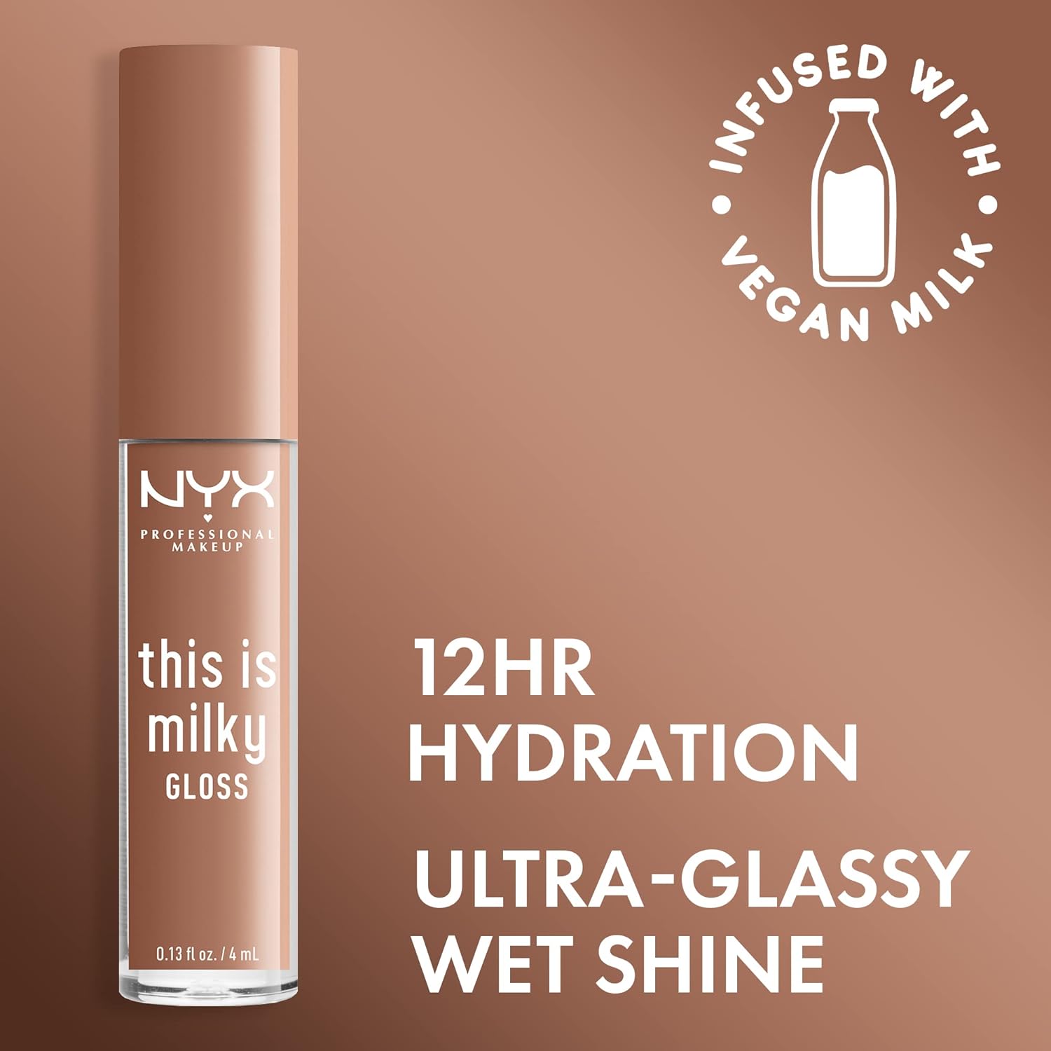 NYX PROFESSIONAL MAKEUP This Is Milky Gloss, Vegan Lip Gloss, 12 Hour Hydration - Cookies & Milk (Cool Beige Nude)-1